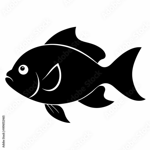  Oscar fish silhouette vector illustration on white Background 