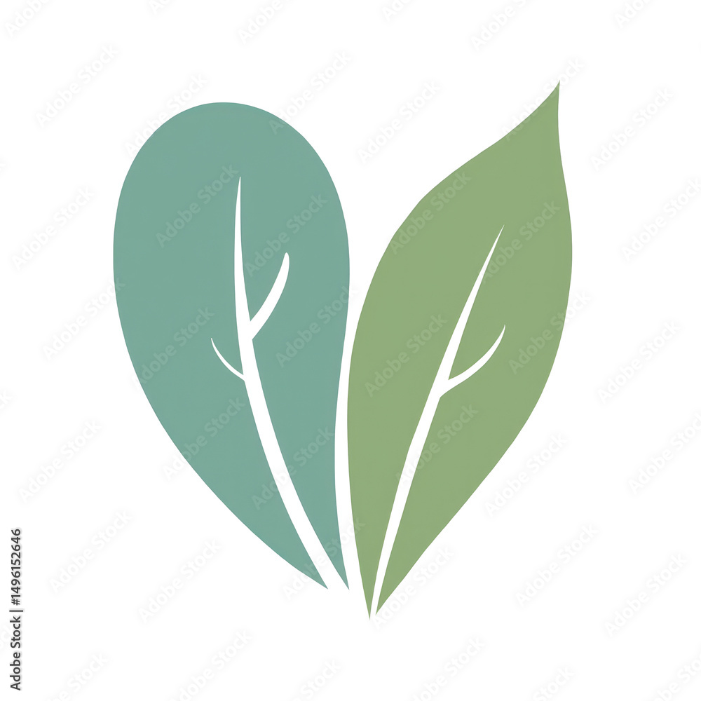 Abstract Heart-Shaped Leaf Symbol Isolated on a White Background Abstract Heart-Shaped Leaf Symbol Isolated on a White Background
