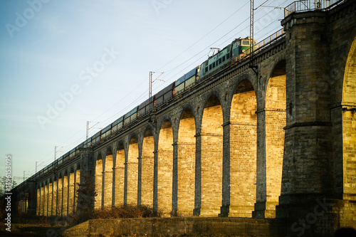 Train on the Bolesławiec Viaduct in Poland.