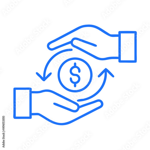 Money exchange icon vector graphic design concept for financial transaction and transfer service on transparent background