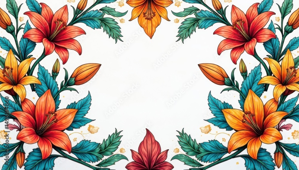 Intricate line art damask featuring repeating lilies , damask pattern, elegant, repetitive pattern Intricate line art damask featuring repeating lilies , damask pattern, elegant, repetitive pattern