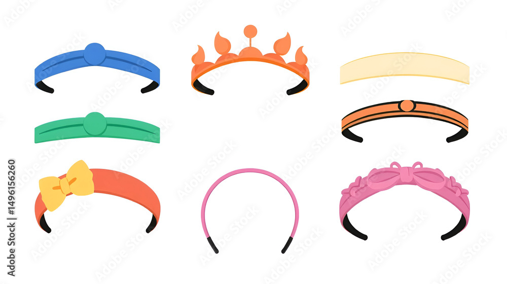 Naklejka premium Collection of headband with different shapes and color vector illustration isolated on white background