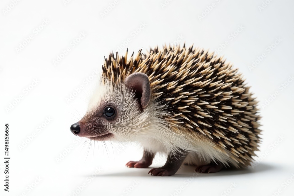 Obraz premium A single hedgehog against a stark white backdrop, spiny, one