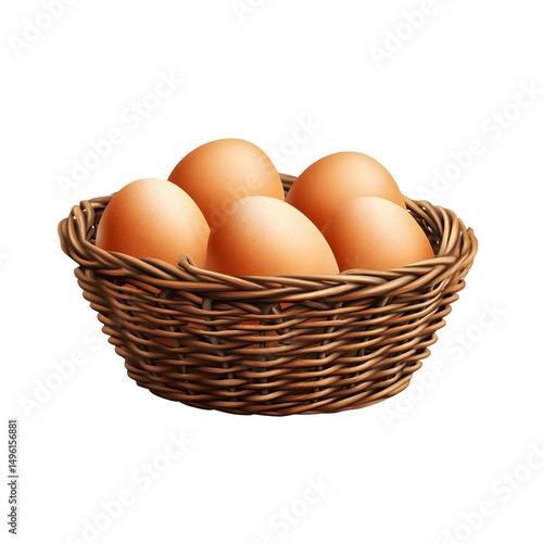 Wallpaper Mural Brown Eggs in a Wicker Basket on White Background Torontodigital.ca