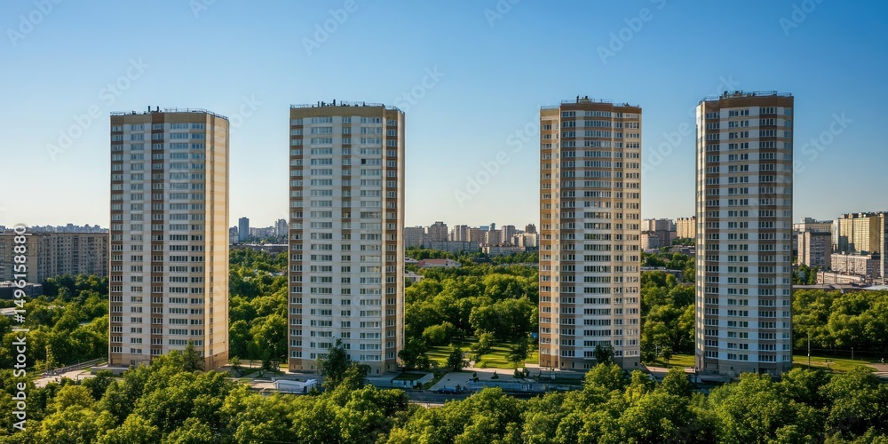 Four High-Rise Buildings in a Residential Area Four High-Rise Buildings in a Residential Area