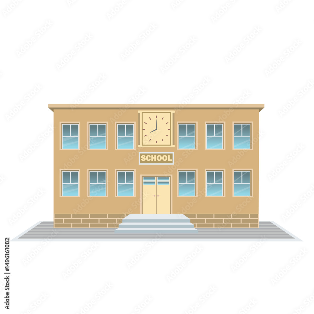 Naklejka premium A two-story school building for primary or secondary school levels.