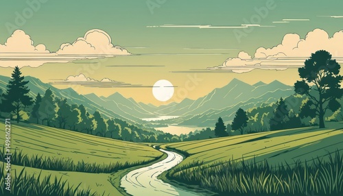 landscape with mountains
