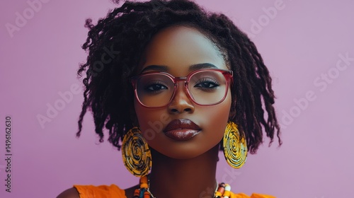 Wallpaper Mural Stylish woman in glasses against a purple backdrop Torontodigital.ca