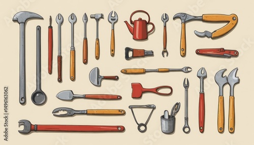 set of tools on a white background