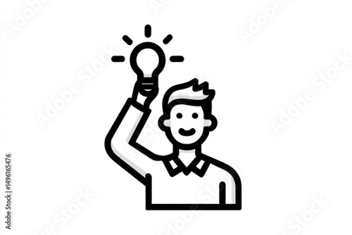 An illustrated figure holding a glowing light bulb symbolizing innovation and creativity in bu