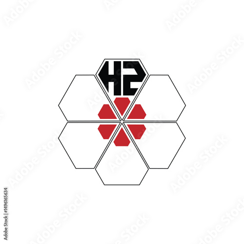 895 diamond shape alphabet letter pentagon geometric educational learning flower logo H Z