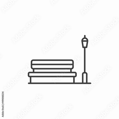 park bench streetlight icon sign vector