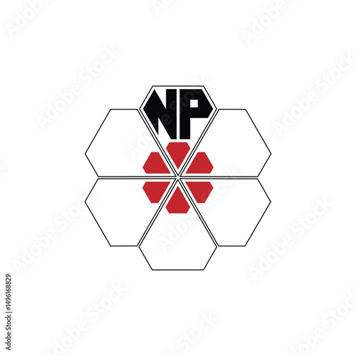 905 diamond shape alphabet letter pentagon geometric educational learning flower logo N P