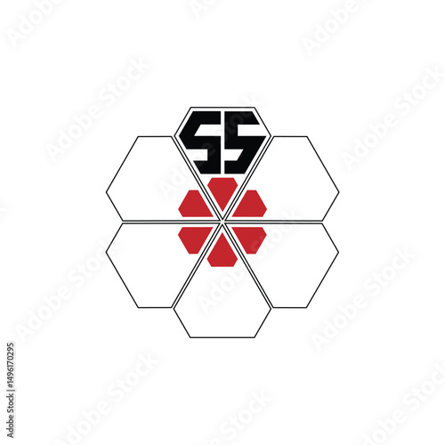 936 diamond shape alphabet letter pentagon geometric educational learning flower logo S S