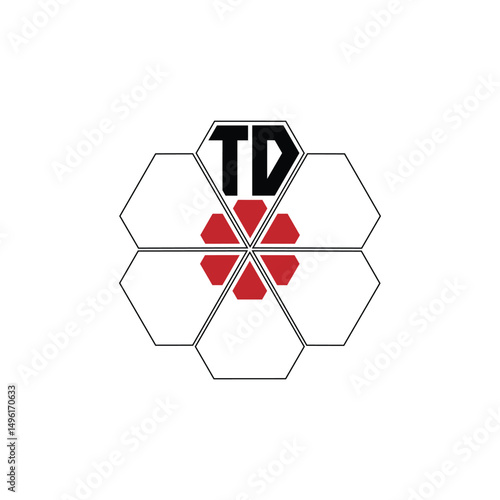 943 diamond shape alphabet letter pentagon geometric educational learning flower logo T D