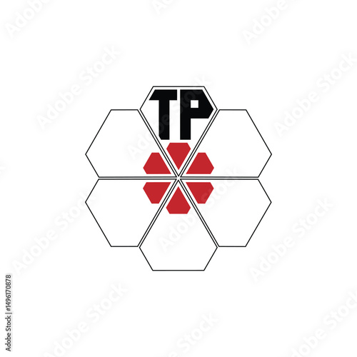 949 diamond shape alphabet letter pentagon geometric educational learning flower logo T P