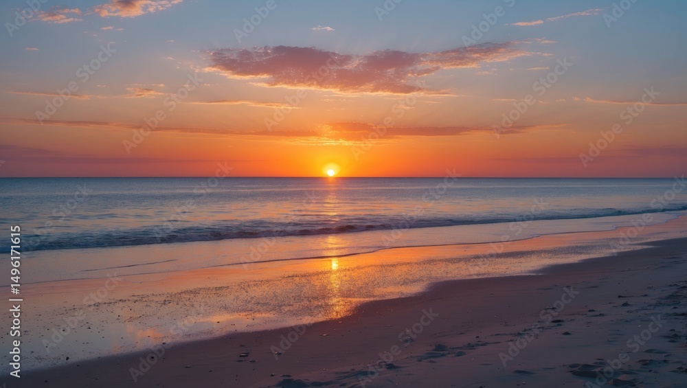 Fototapeta premium Amazing beach sunset with endless horizon