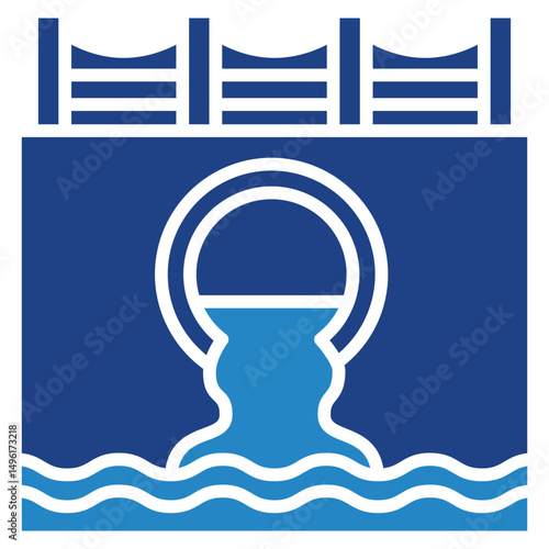 Culvert mini illustration dual tone blue color icon, use for civil engineering, industry, construction, UI, UX kit, app and web development, digital or print.