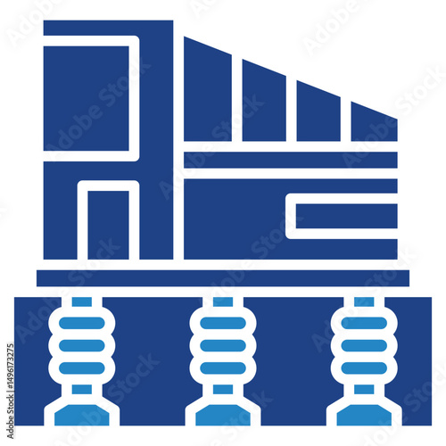 Damper mini illustration dual tone blue color icon, use for civil engineering, industry, construction, UI, UX kit, app and web development, digital or print.