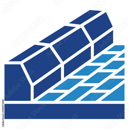 Kerb Stone mini illustration dual tone blue color icon, use for civil engineering, industry, construction, UI, UX kit, app and web development, digital or print.