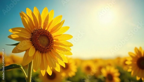 Wallpaper Mural Close-up of a single, vibrant sunflower facing the sun, symbolizing optimism and the promise of a brighter future  Perfect for themes of hope, resilience, and new beginnings , yellow, botanical Torontodigital.ca