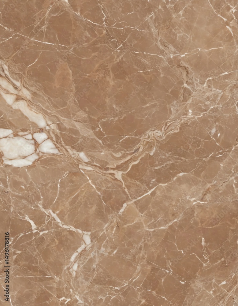 Fototapeta premium A beautiful marble surface showcases rich beige and brown tones with delicate white veining, perfect for elegant interiors or artistic projects that evoke sophistication and warmth Generative AI