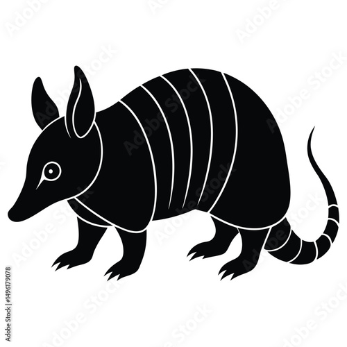 Armadillo Vector Silhouette on White Background