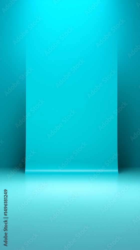 Fototapeta premium Serene cyan studio backdrop. Minimalist, clean.