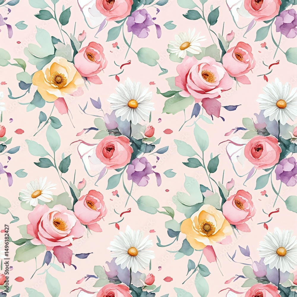 seamless floral pattern with light pink background for wallpaper or fabric seamless floral pattern with light pink background for wallpaper or fabric
