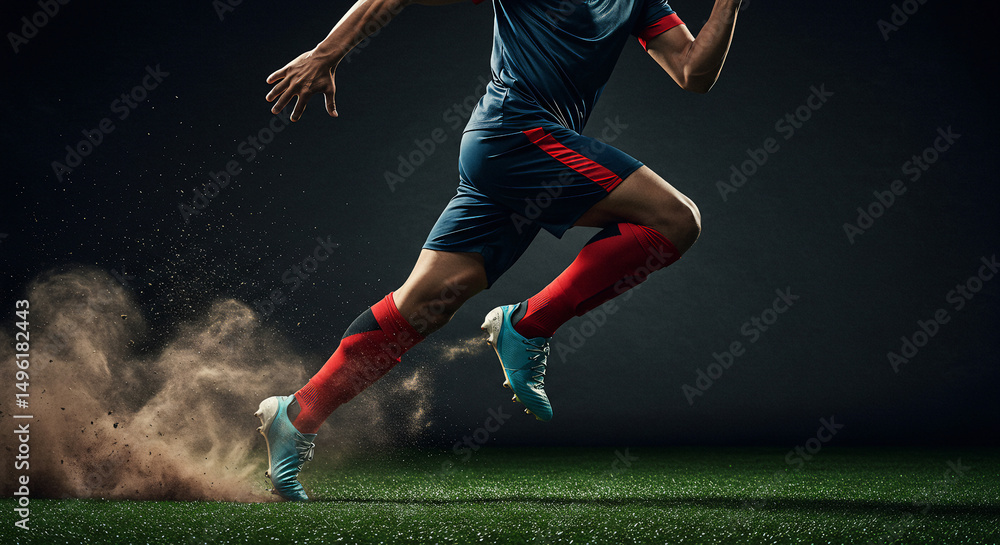 Naklejka premium Soccer Sprint Explosion – Full-Speed Run Without Identity