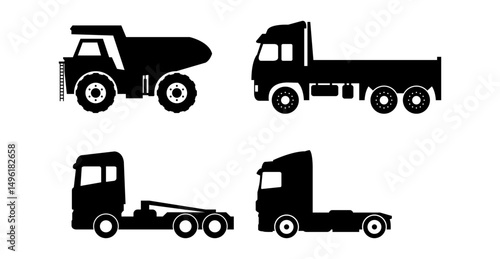 Set Of Trucks On White Background