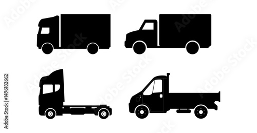 Set Of Trucks On White Background
