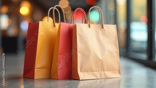 Wallpaper Mural Full paper shopping bag, slightly crumpled, handles visible , studio, photography Torontodigital.ca