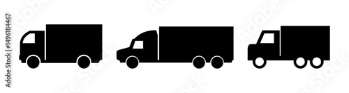 Set Of Trucks On White Background