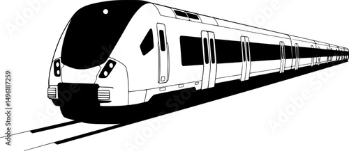 Modern train vehicle silhouette vector illustration isolated on a white background
