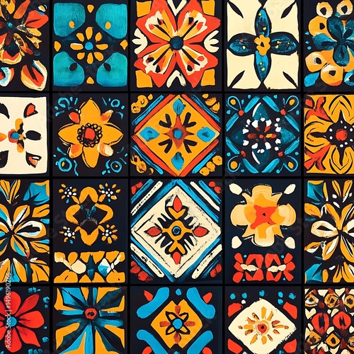 Colorful decorative tile pattern design.