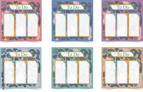 School note paper, abstract note paper, to do planner template set. 