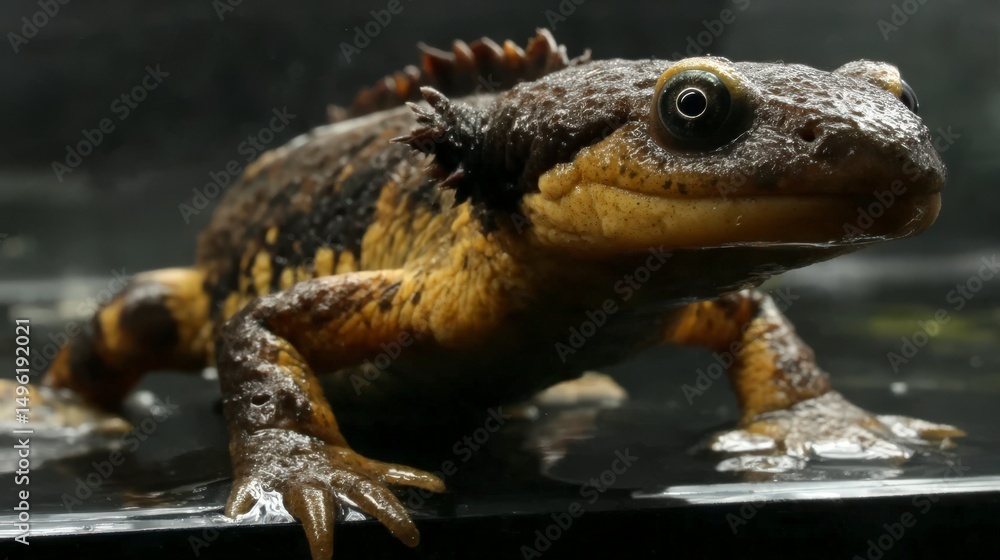 Obraz premium Close-up of a Dark-Colored Amphibian