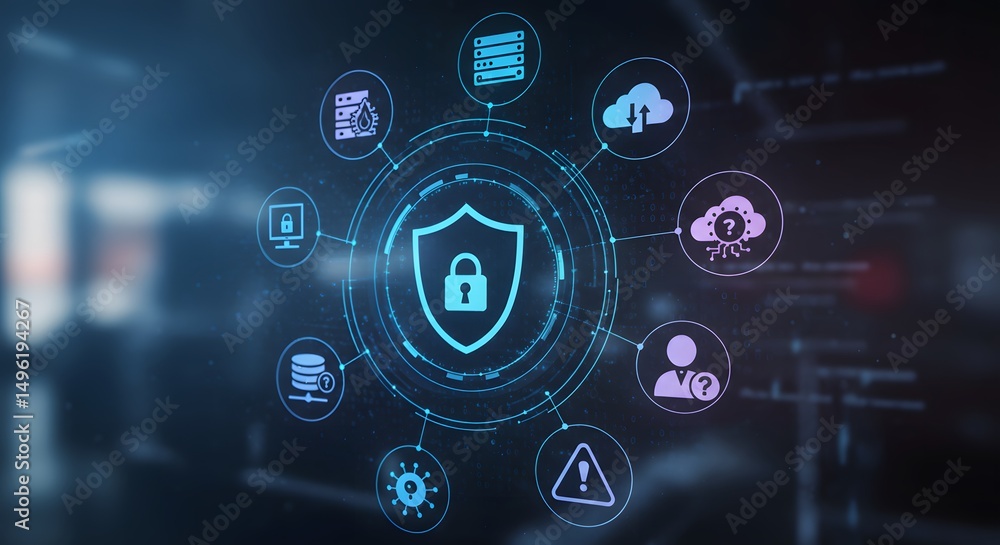 Fototapeta premium Cybersecurity Concept – Digital Protection Against Online Threats