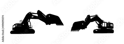 Excavator Black Icon Collection