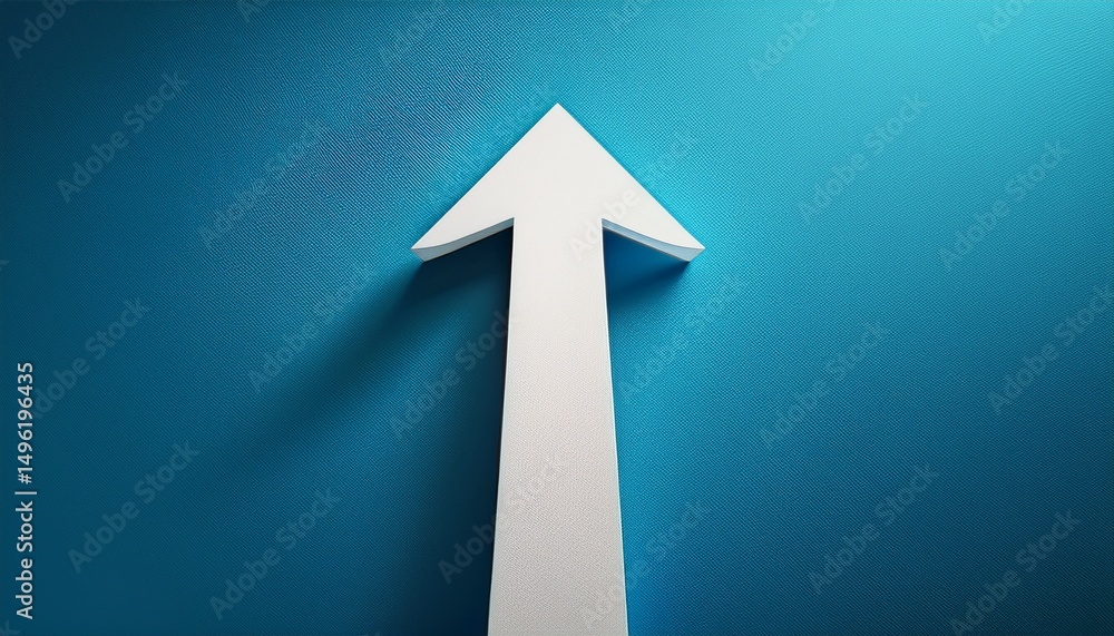 white arrow on blue background abstract directional indicator guidance concept white arrow on blue background abstract directional indicator guidance concept