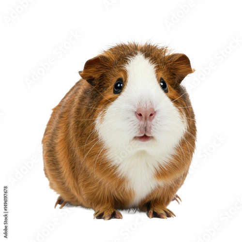Guinea Pig Sitting Front View on White