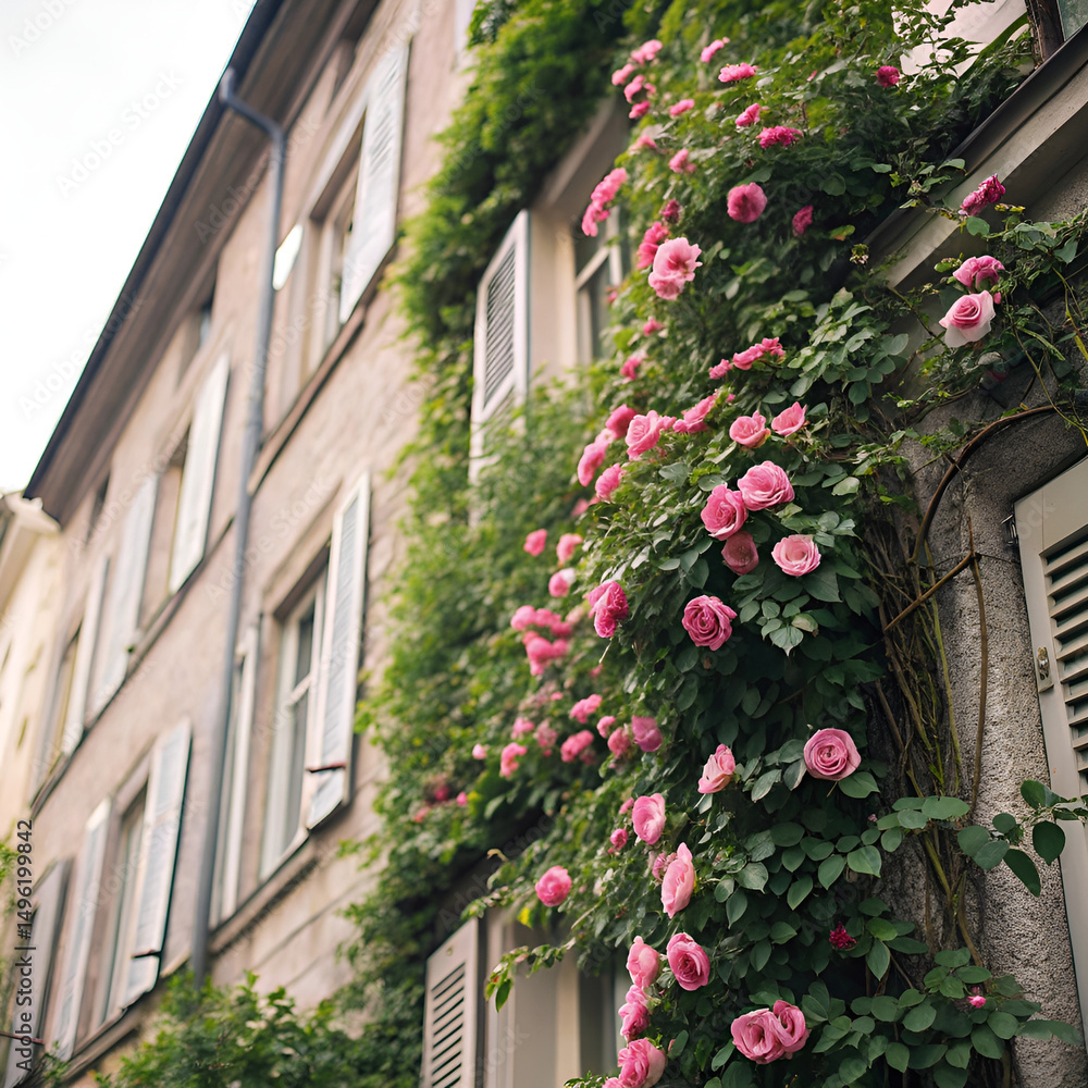 Naklejka premium old house with flowers