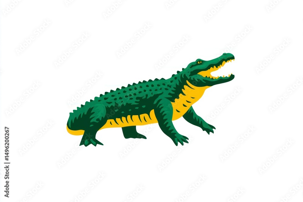 Naklejka premium Illustration of a vibrant green reptile with an open mouth perfect for wildlife nature and e