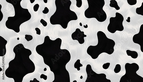 classic cow print seamless pattern black and white animal print repeat background for fashion textile packaging and more