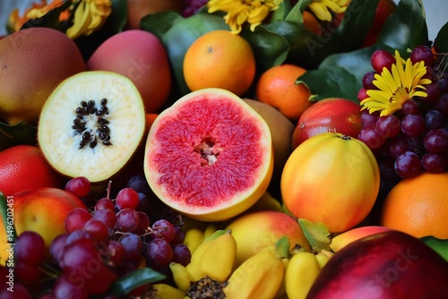 Fototapeta Naklejka Na Ścianę i Meble -  Cooking vegetarian feast with colorful fruits and vegetables Healthy lifestyle plant based