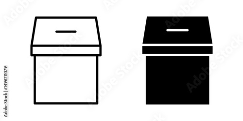 voting ballot box Icon set. Symbol isolated white background. vector illustration. color editable.
