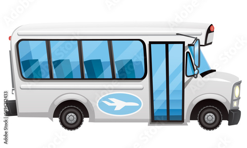 Airport shuttle bus cartoon stock vector illustration with plane graphic on the side