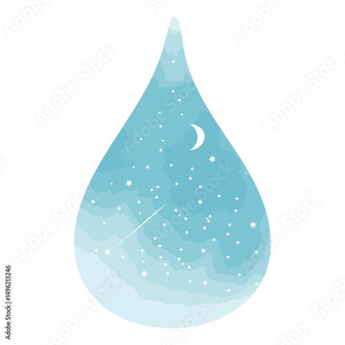 夜空を閉じ込めた水滴のイラスト