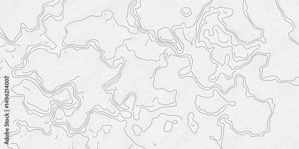 Fototapeta premium Abstract light gray and white abstract topographic map illustration with contour wavey lines, showing elevation changes and terrain features in a stylized topo.
